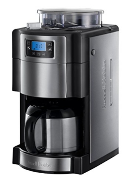 Russell Hobbs Buckingham 21430-56 Grind und Brew Digitale Thermo-Kaffeemaschine mit integriertem Mahlwerk silber / schwarz -